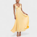 Sol de Verão — Vestido Maxi Plissado