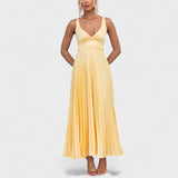 Sol de Verão — Vestido Maxi Plissado