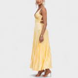 Sol de Verão — Vestido Maxi Plissado