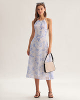 Clarice - Vestido Midi Azul Floral
