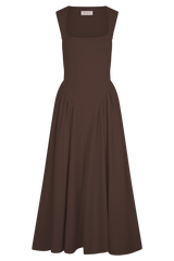 Sara - Vestido midi em malha castanho