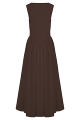 Sara - Vestido midi em malha castanho