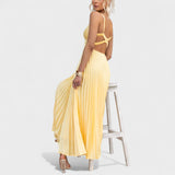 Sol de Verão — Vestido Maxi Plissado